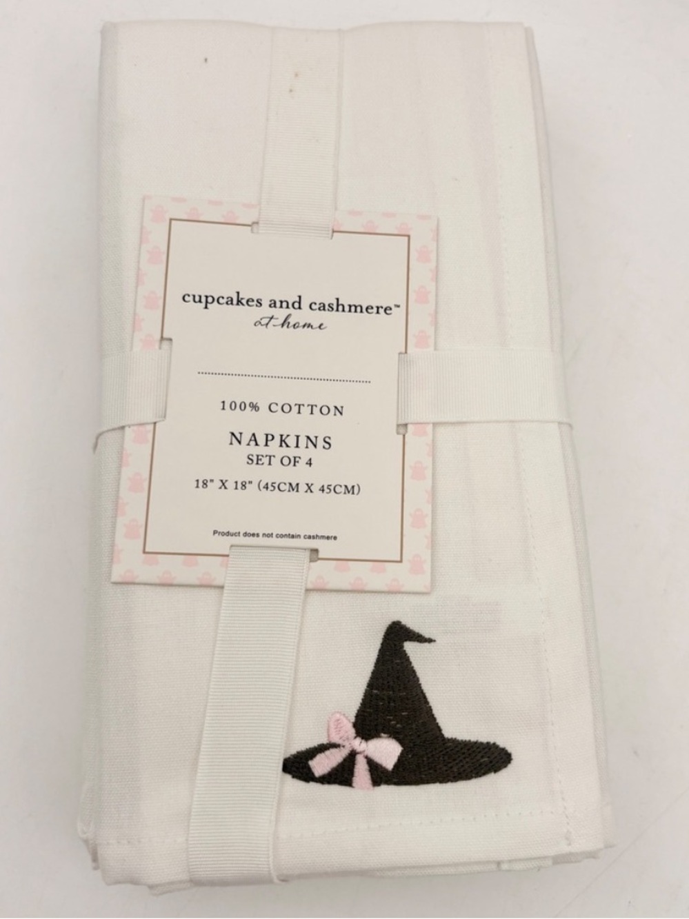 BRAND NEW! Cupcakes & Cashmere 100% cotton napkins witch hat set of 4